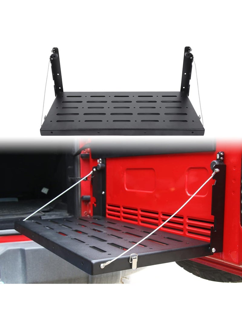 طاولة задняя باب الخزنة المتجذبة للجيب JK لأسيارة Jeep Wrangler 2007-2019 JK JKU، من سبيكة الألومنيوم، ملحقات رف التخزين، سوداء… - Image 1